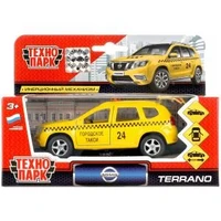 Машина металл NISSAN terrano ТАКСИ, 12 см, двери, багаж., инерц., кор. Технопарк SB-17-47-NT(T)-WB