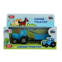 Машина металл СИНИЙ ТРАКТОР с телегой 7,5 см, синий, кор. Технопарк BLUTRA-7CART-BU