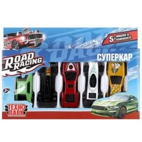 Машина металл ROAD RACING набор СУПЕРКАР 7,5 см, 5 шт, в ассорт, кор. Технопарк RR-SET-0064871-R
