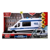Машина пластик свет-звук FORD TRANSIT ПОЛИЦИЯ 22,5 см, двери, 4 кнопки, кор. Технопарк TRANSITVAN-22PLPOL-WH (36)