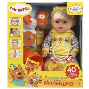 Кукла озвуч Три Кота 40см, пьет, пис, 40 фраз и песен, 8 акс КАРАПУЗ Y40SBB-3C-RU