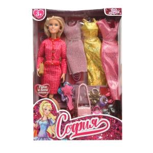 Кукла 29см София, руки и ноги сгиб, 3 комплекта одежды, акс, кор КАРАПУЗ 66001-DRESS17-S-BB