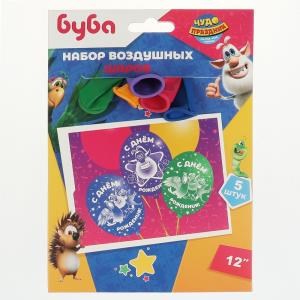 Латексные шары - набор 5 шт БУБА монохром принт ЧУДО ПРАЗДНИК в кор.24*25наб LBM-80034-BB