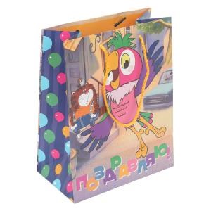 Пакет подарочный МАТОВЫЙ СОЮЗМУЛЬТФИЛЬМ м,попугай Кеша,140 гр/м2 ЧУДО ПРАЗДНИК PM-109921-PK (144)