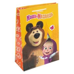 Пакет подарочный глянцевый Маша и Медведь ml,140 гр/м2 ЧУДО ПРАЗДНИК PML-127510-MB
