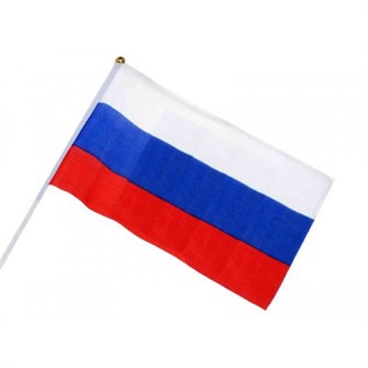 Флаг триколор РФ шёлк 16х24см (пластмассовое древко) Ф1624 Ф1624