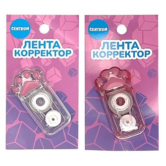 73166 Корректор-лента Кошачья лапка, 5 мм*6 м, 3 вида в ассортименте, на блистере, с подвесом 73166