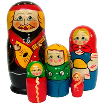 Деревянная Матрешка Семья (батюшка) (5 в 1) (RNToys) Д-541 979-515