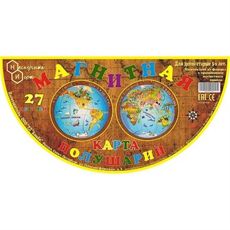 Деревянная Магнитная карта полушарий 21 деталь 7842 380-338