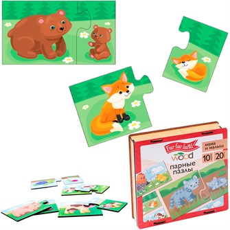 Деревянный Пазл 20 пар Мама и малыш Far far land Wood 04688 932-786