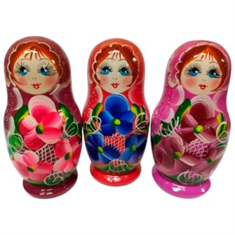 Деревянная Матрешка 3 в 1 Цветы, Эскиз 14, Разноцветы М03110314 478-779