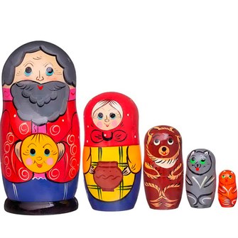 Деревянная Матрешка Сказка Колобок 7 в 1 МС072008 478-052