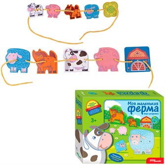 Деревянная Игра Моя маленькая ферма Игра-шнуровка 89818 478-880