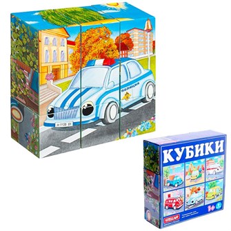Кубики в картинках 9шт Транспорт 00839 /20/ 217-930