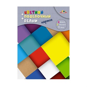 Картон цвет. 12 л. 10 цв. А4 Квадратики С2817-03 792-421