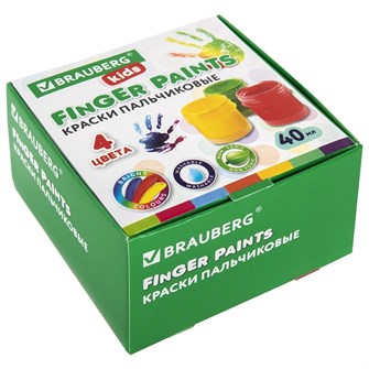 Краски пальчиковые 4 цв. для малышей от 1 года 192278 Brauberg kids 909-438