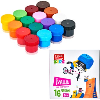 Гуашь 16 цв. FORUM Office Collection KIDS "Zoo" 17мл FG-116-Zoo 897-035