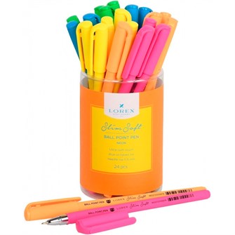 Ручка маслян. LOREX NEON Slim Soft синий 0,5 мм ultra-soft touch грип LXOPSS-NN1 СТОК 893-661