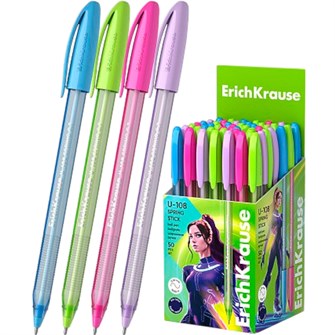 Ручка шариковая синяя U-108 Spring Stick 1.0, Ultra Glide Technology 58108 /Erich Krause/ 895-693