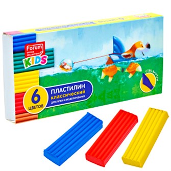 Пластилин 6цв "Зверята" 120гр. со стеком FORUM Office Collection KIDS FPL-106-Z 893-187