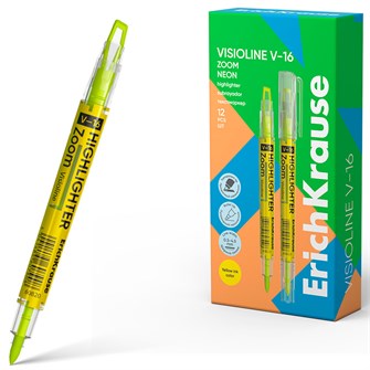 Двухсторонний текстмаркер желтый Visioline V-16 Zoom Neon 60820 /Erich Krause/ 894-809