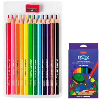 Карандаши цветные 12 цв. ECO Jumbo 065505 Hatber 909-803