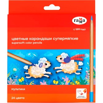 Карандаши цветные 24 цв. Мультики супермягкие 347001 ГАММА 887-323