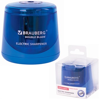 Точилка электрическая DOUBLE BLADE BLUE двойное лезвие, питание от 2 батареек AA, 229605 Brauberg 910-149
