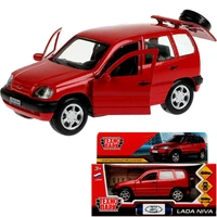 Модель LADANIVA-12-RD LADA NIVA длина 12 см, двери, багаж, инерц, красный Технопарк  в коробке 438-909