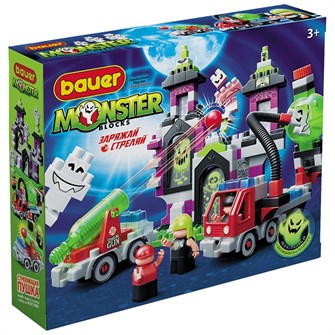 Конструктор Bauer 824 Monster blocks Набор большой дом с привидениями, пушкой, машиной, 3-мя охотниками 525-124