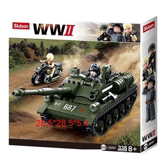 Конструктор WWII 38-0687 Вторая мировая война.Танк СУ 338 дет.в коробке 524-398