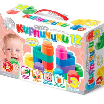 Конструктор Мягкие кирпичики extra.12 дет. с ионами серебра 04062 525-812