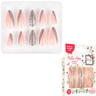 Ногти накладные Lukky Нэйл-Арт Silver Glitter 10 наклад.ногтей на клеевой основе,14+ Т26647 696-315