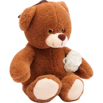 Мишка Топотыж с белой розой шарики мелк. мотор. 21/29 см 016521S-212 145-977