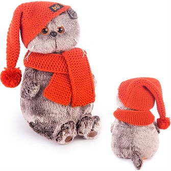 Басик в вязаной  шапке и шарфе Ks25-075 146-982