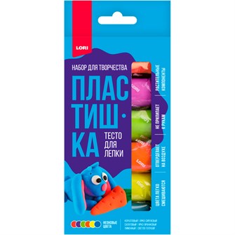 Набор для творчества Пластишка. Тесто для лепки неоновое 6 цв по 30 гр (коробка с вырубным окном) Тдл-049 Lori 989-391