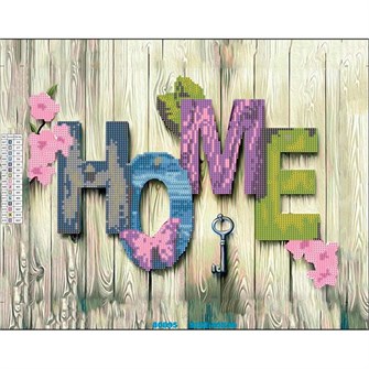 Набор для творчества Алмазная мозаика 5D Надпись "Home" 30*40 см без подрамника, частичное заполнение 80895А 988-214