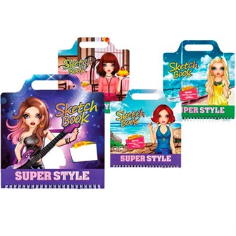 Блокнот с трафаретами и наклейками Superstyle 200*220мм. 4 дизайна 89636 897-713
