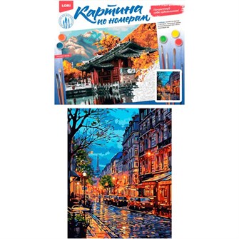 Набор Для Творчества Картина по номерам на картоне 40*50 см Вечерняя улица Кпн-364 Lori 983-337