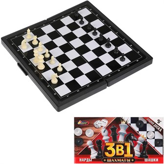 Шахматы магнитные 3 в 1 (шахматы, шашки, нарды) ИГРАЕМ ВМЕСТЕ S20397295 936-644