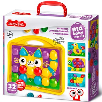 Мозаика для малышей в чемодане "Котик" d4,5/32 эл Baby Toys 04105 711-577