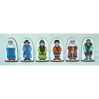 Игрушка развивающая Набор кукол на подставке Семья Казахская 6 шт. 023.43 611-413