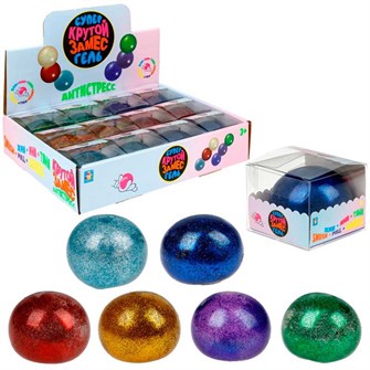 Игрушка Крутой замес Супергель шар блестки  6цв.в асс.6см Т24588 1Toy 548-103