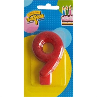 Свеча цифра "9" Блестящая 7,6 см 1502-2156 462-778