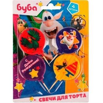Свечи для торта Со стикером на шпажках БУБА 4 шт CC-74828-BB СТОК 362-971
