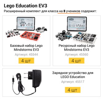 Расширенный комплект для класса LEGO Mindstorms EV3 на 8 учеников 9801