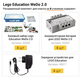 Расширенный комплект LEGO WeDo 2.0 для класса на 8 учеников 9825