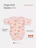 Боди Rant Hugs and kisses с коротким рукавом Pattern pink 6273 4670078628374