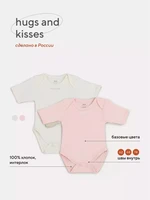 Боди 2 шт. с коротким рукавом Rant Hugs and kisses Soft pink 4670078622570