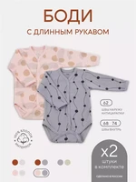 Боди 2 шт. Rant Hugs and kisses Pattern 64/67 Grey-pink 4670078657909
